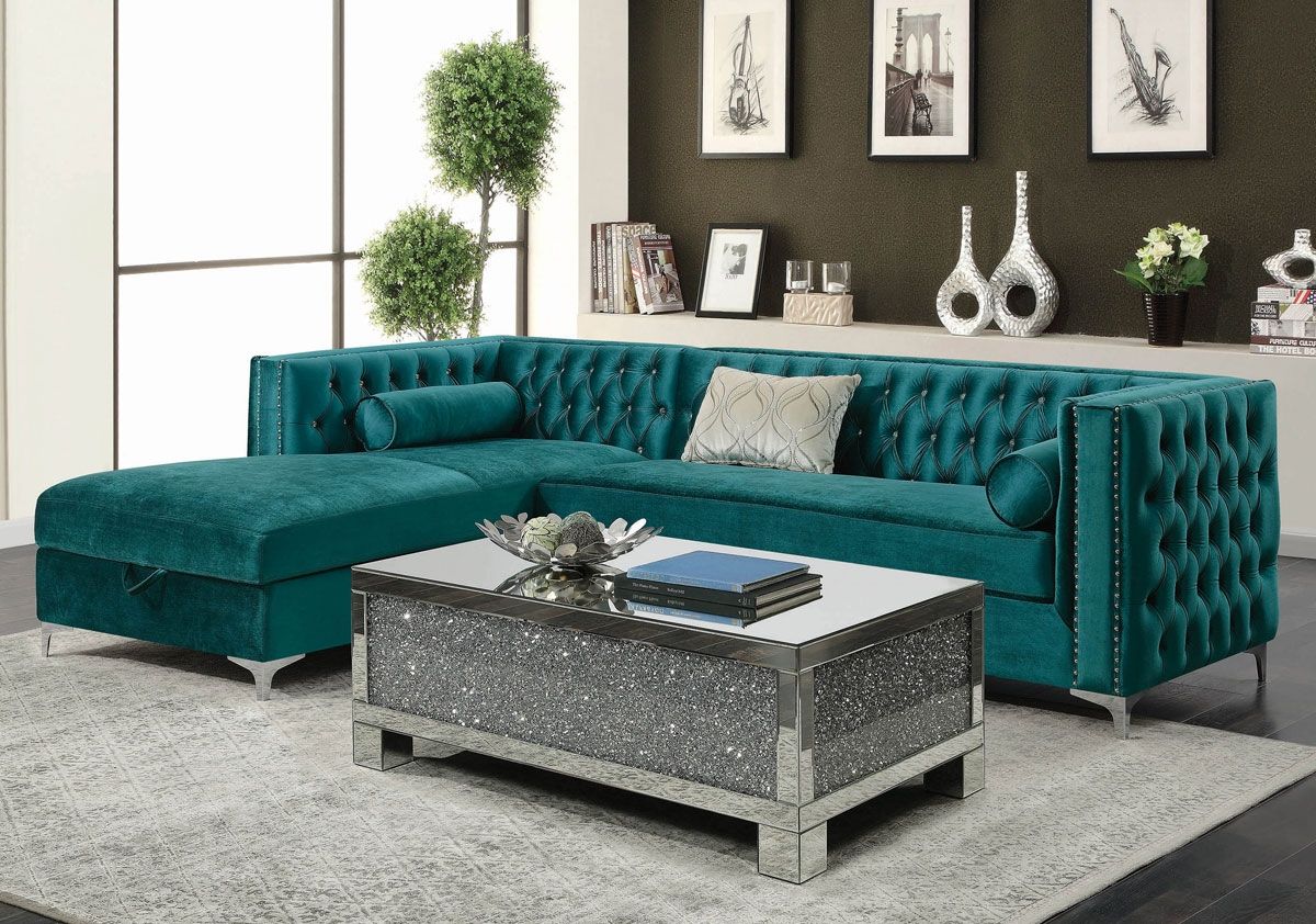 Benett Crystal Tufted Sectional With Storage