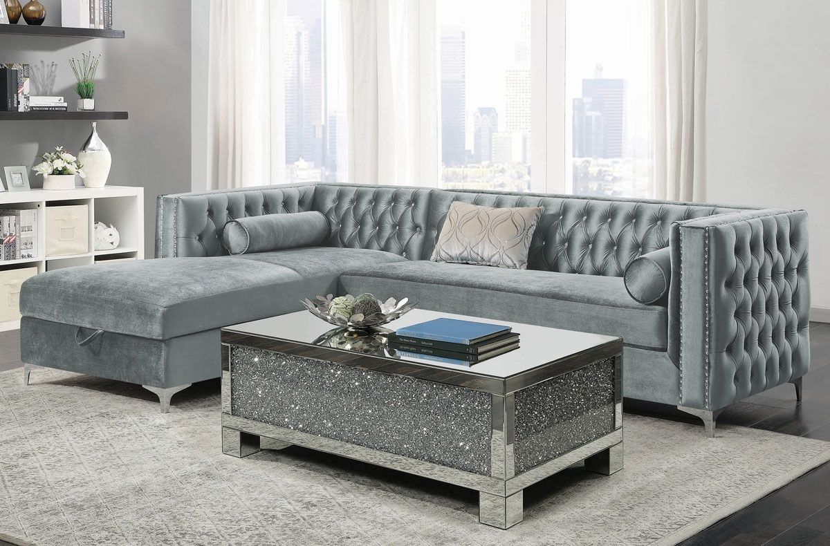 Benett Modern Sectional Silver Velvet