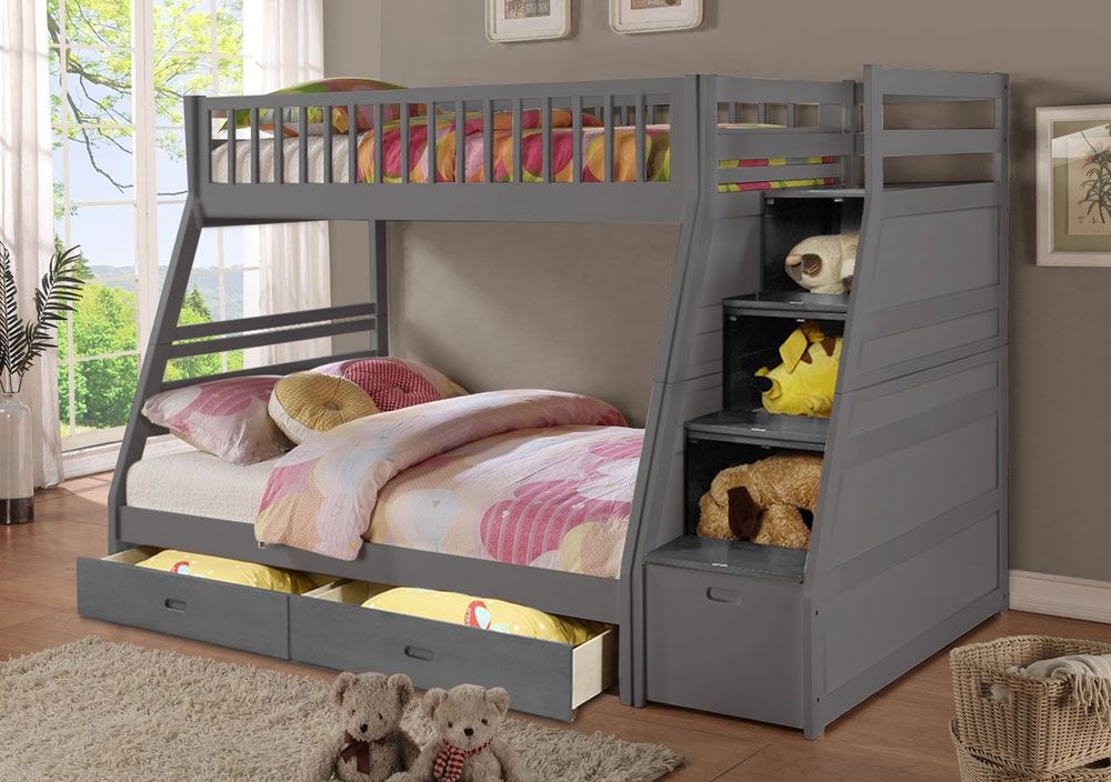 Benny Rustic Gray Twin Over Full Bunk Bed
