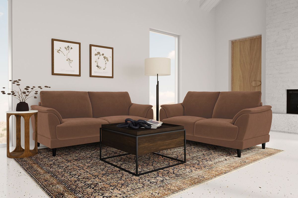 Beren Rust Fabric Sofa And Loveseat