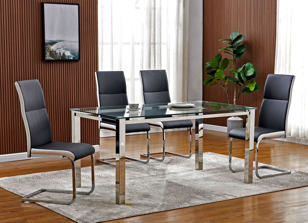 Bergman Glass Top Modern Dining Table