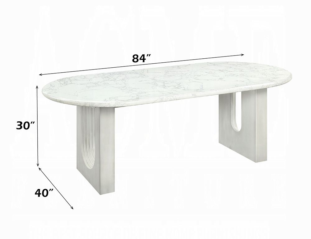 Bergman Oval Marble Top Dining Table Dimentions