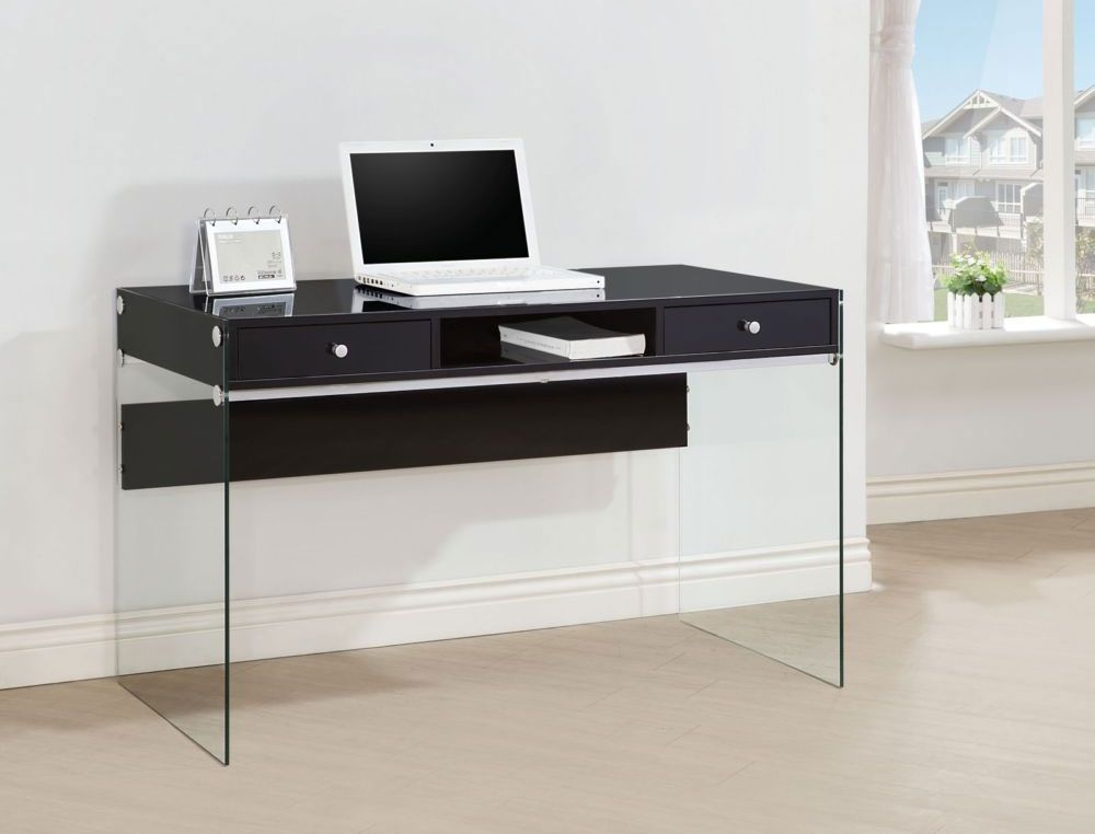 Bernice Glossy Black Writing Desk