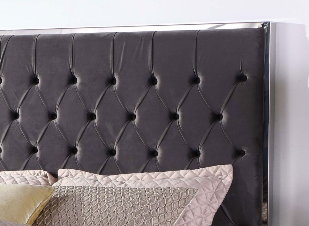 Prague Dark Grey Tufted Velvet Headboard