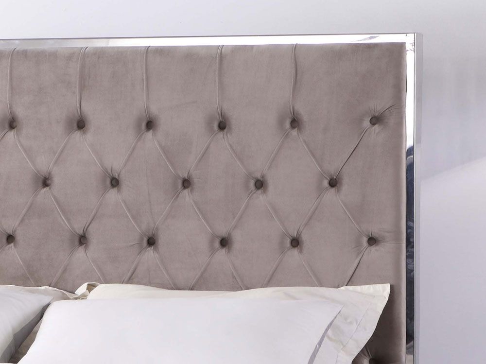 Prague Light Grey Velvet Bed