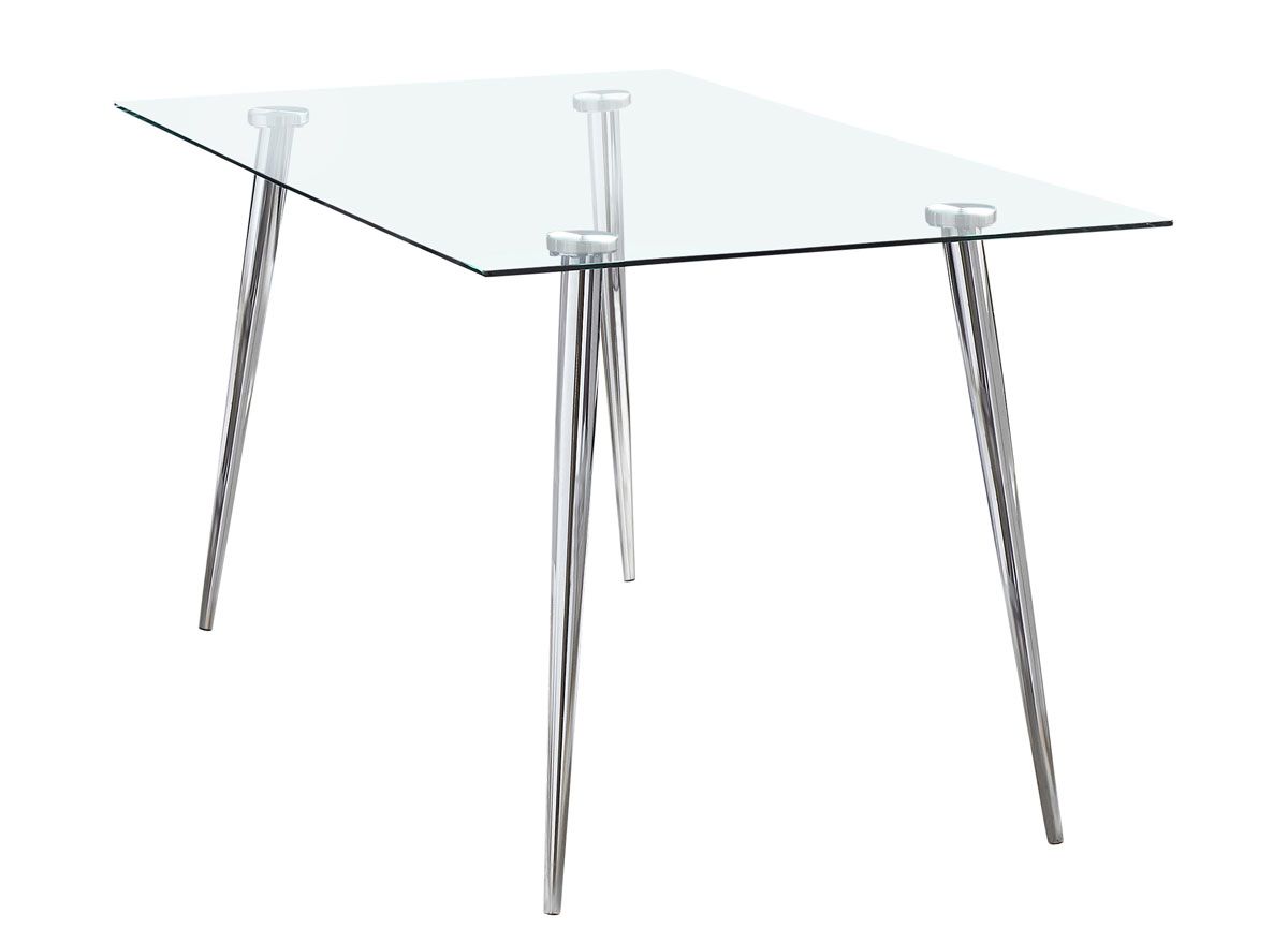 Beven Glass Top Dining Table With Chrome Legs
