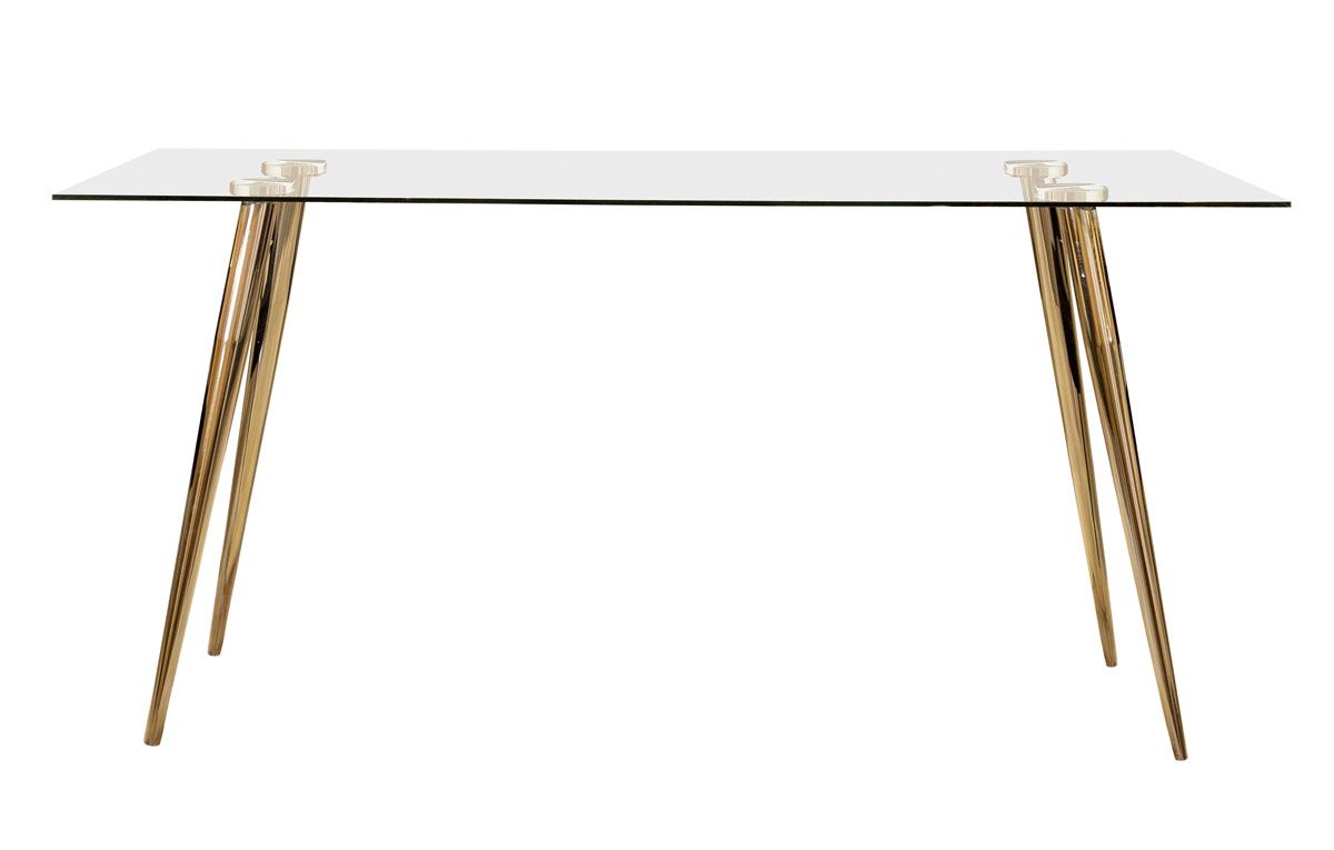Beven Mid-Century Modern Dining Table With Gold Legs