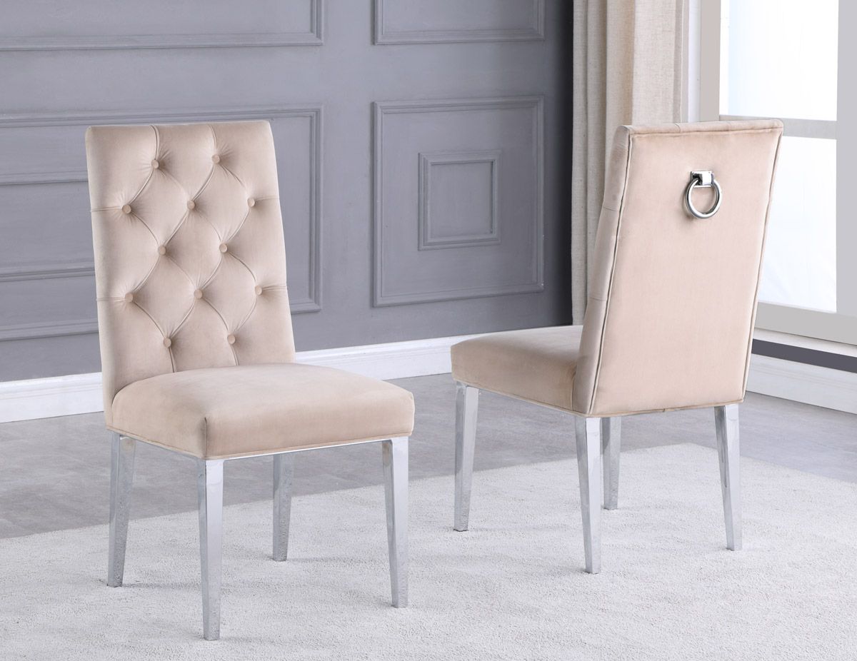 Bina Beige Velvet Chairs