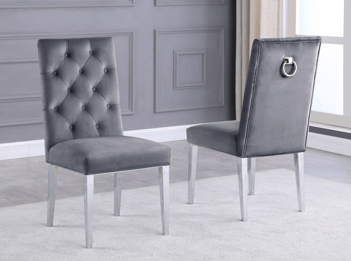 Bina Grey Velvet Dining Chairs