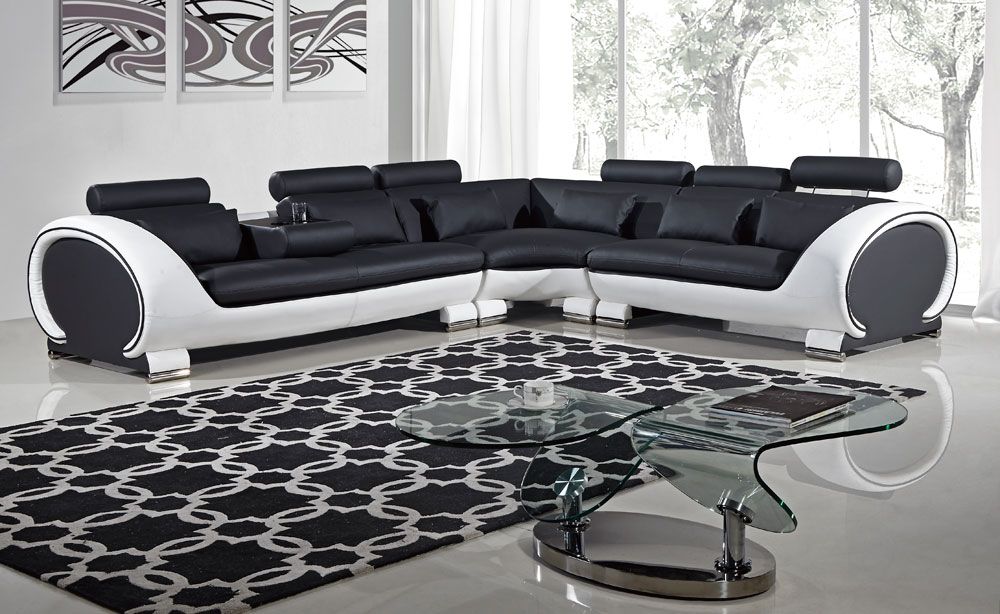 Skye Black and White Modern Sectional