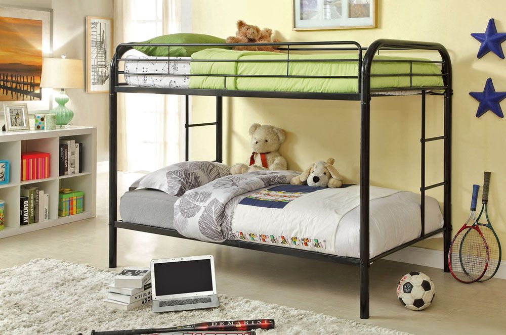 Black Metal Twin Over Twin Bunk Bed