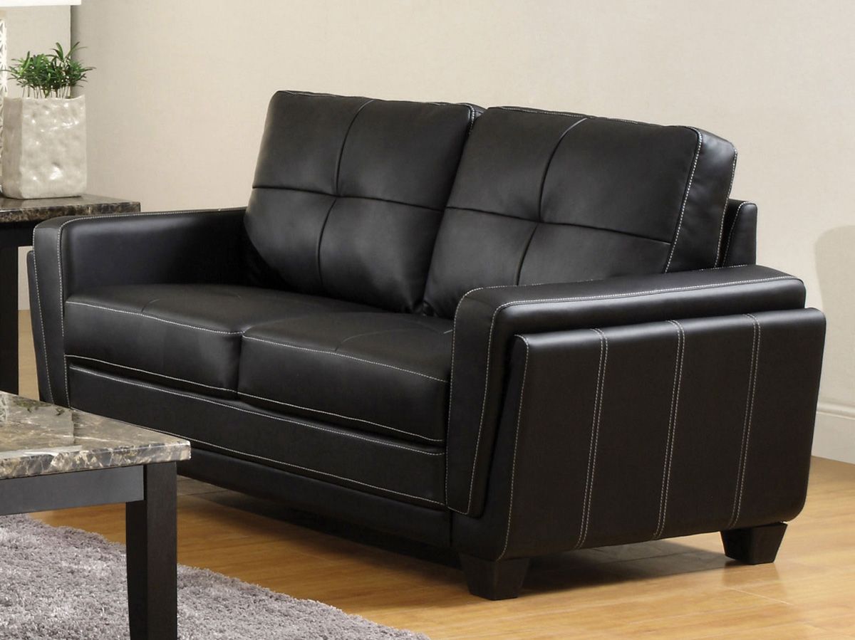 Blacksburg Black Leather Loveseat