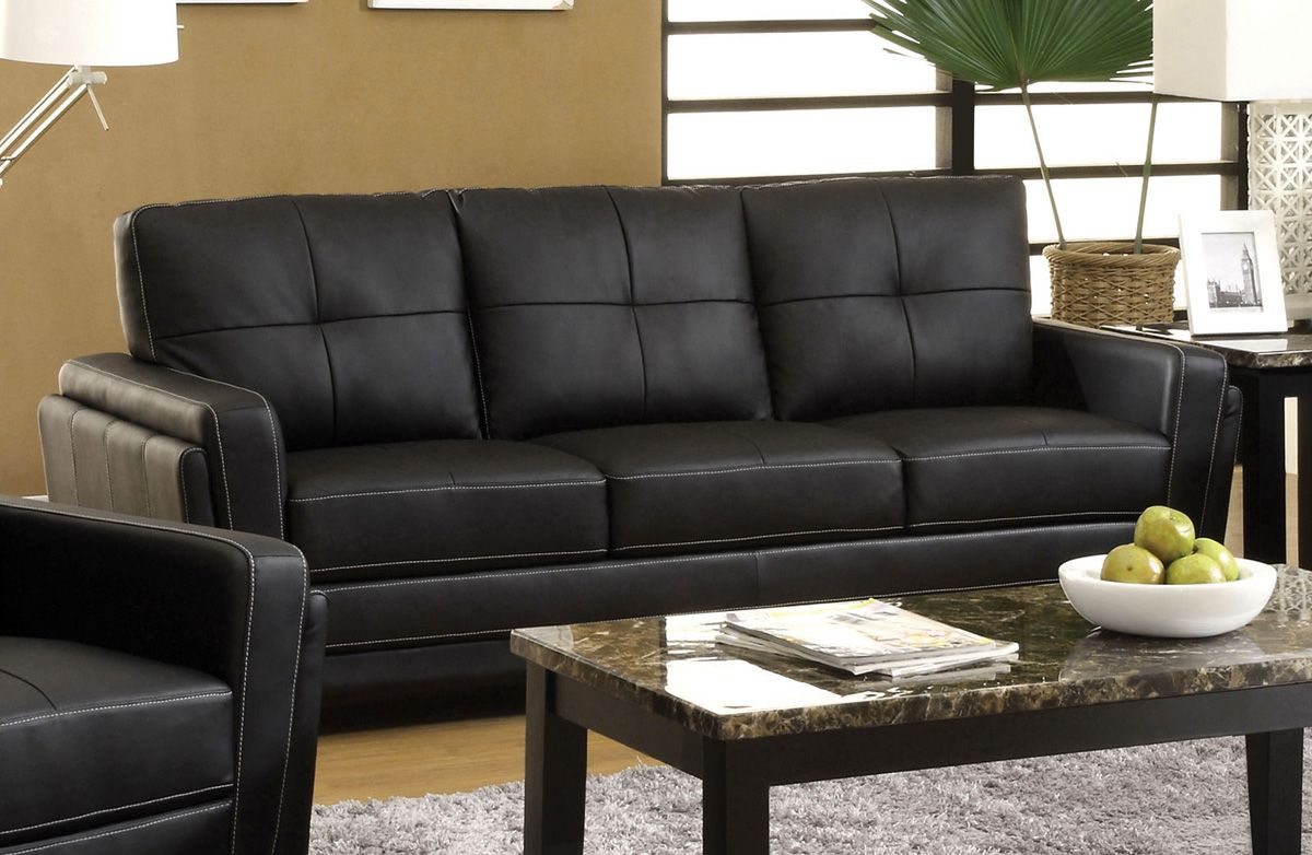 Blacksburg Black Leather Sofa