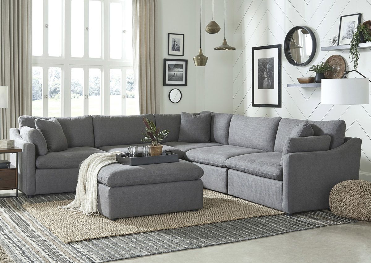 Blaze Grey Modular Sectional With Deep Seats