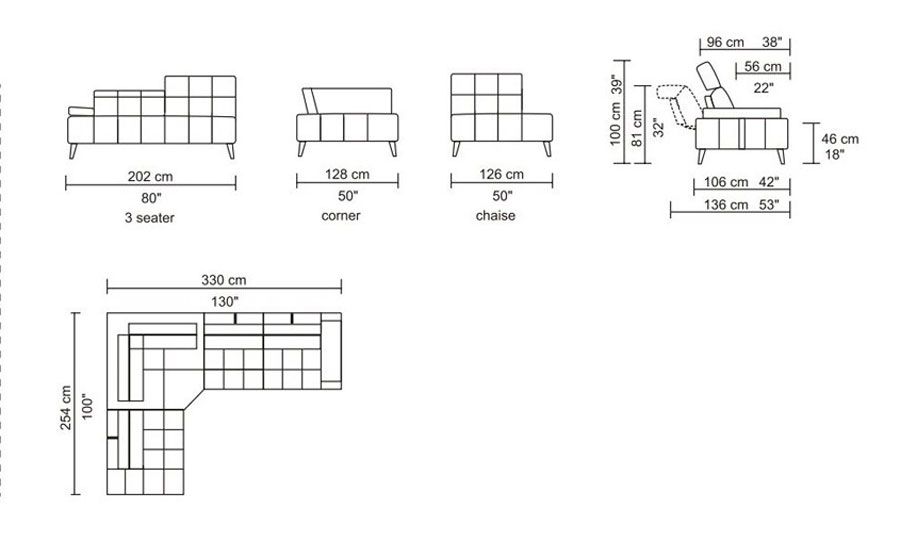 Blisse Sectional Dimension