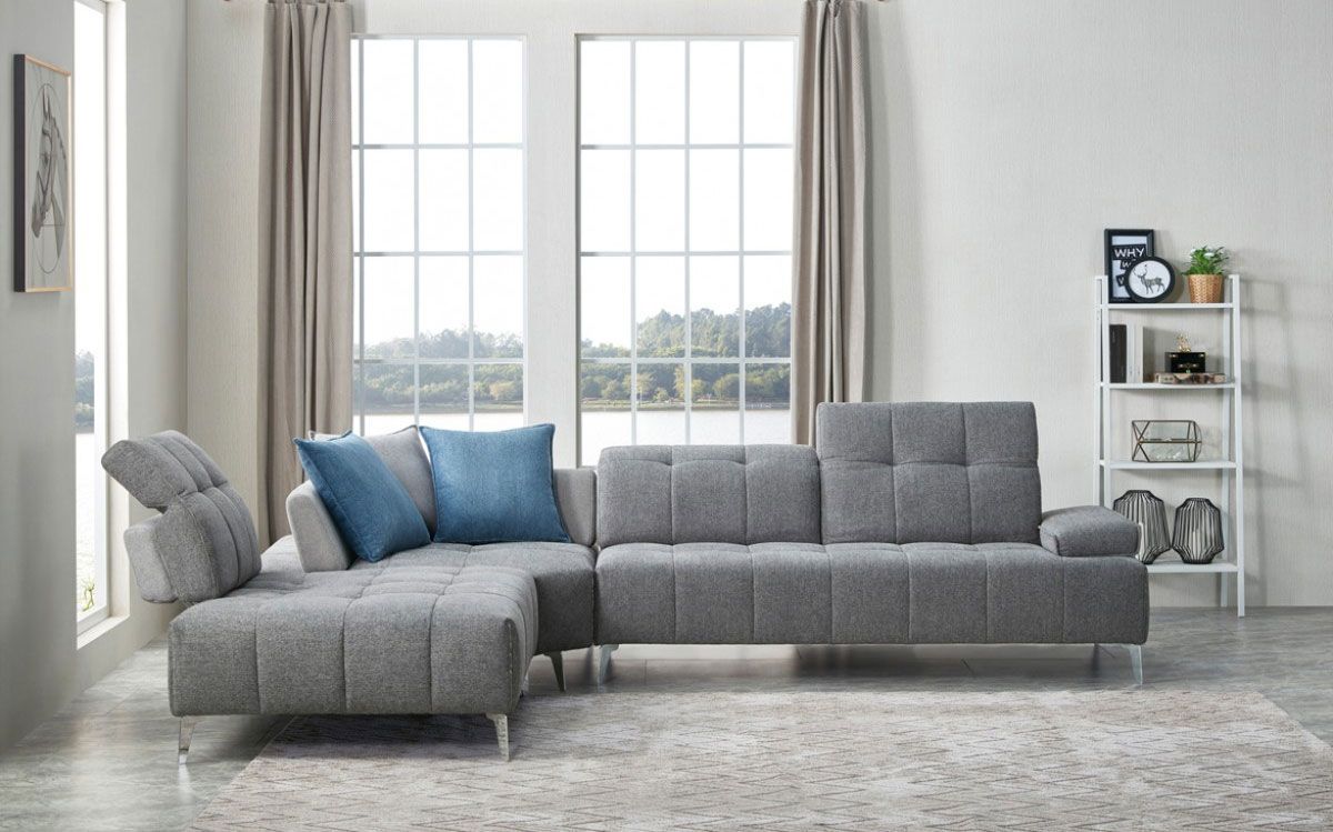 Blisse Gray Fabric Modern Sectional