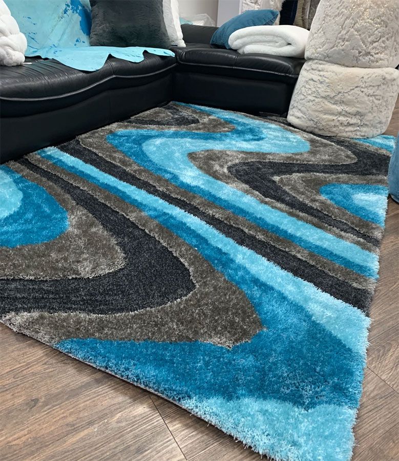 Blue Living Shag Rug Collection 112