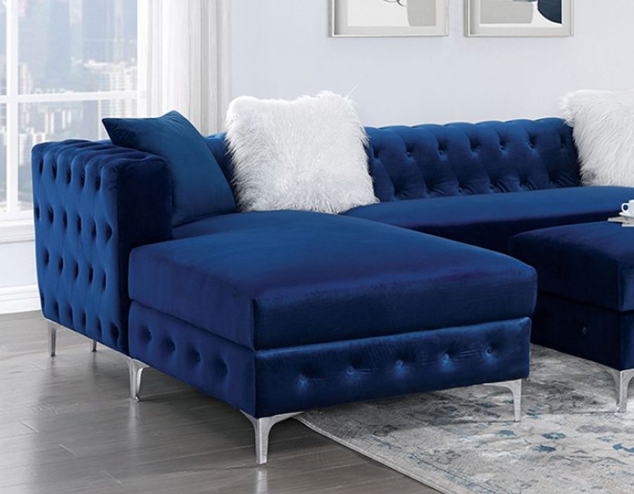 Bolton Navy Flannelette Sectional Chaise