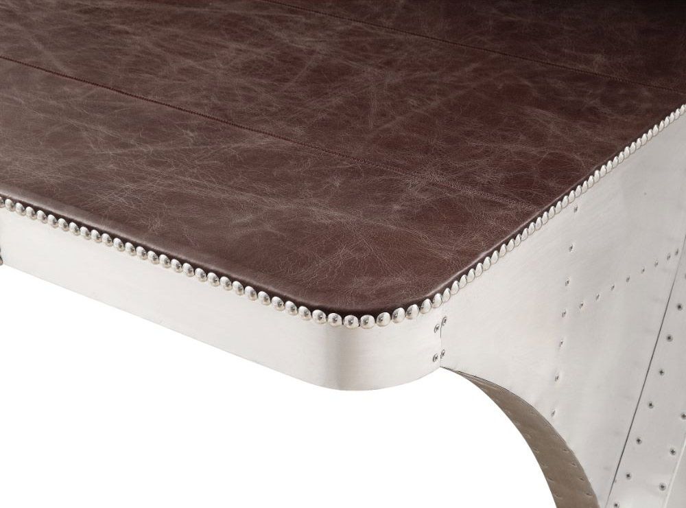 Bomber Aluminum Desk Leather Top