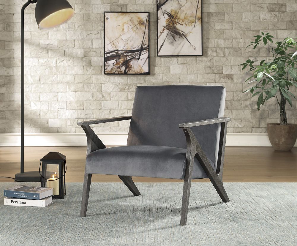 Bonjour Grey Velvet Accent Chair