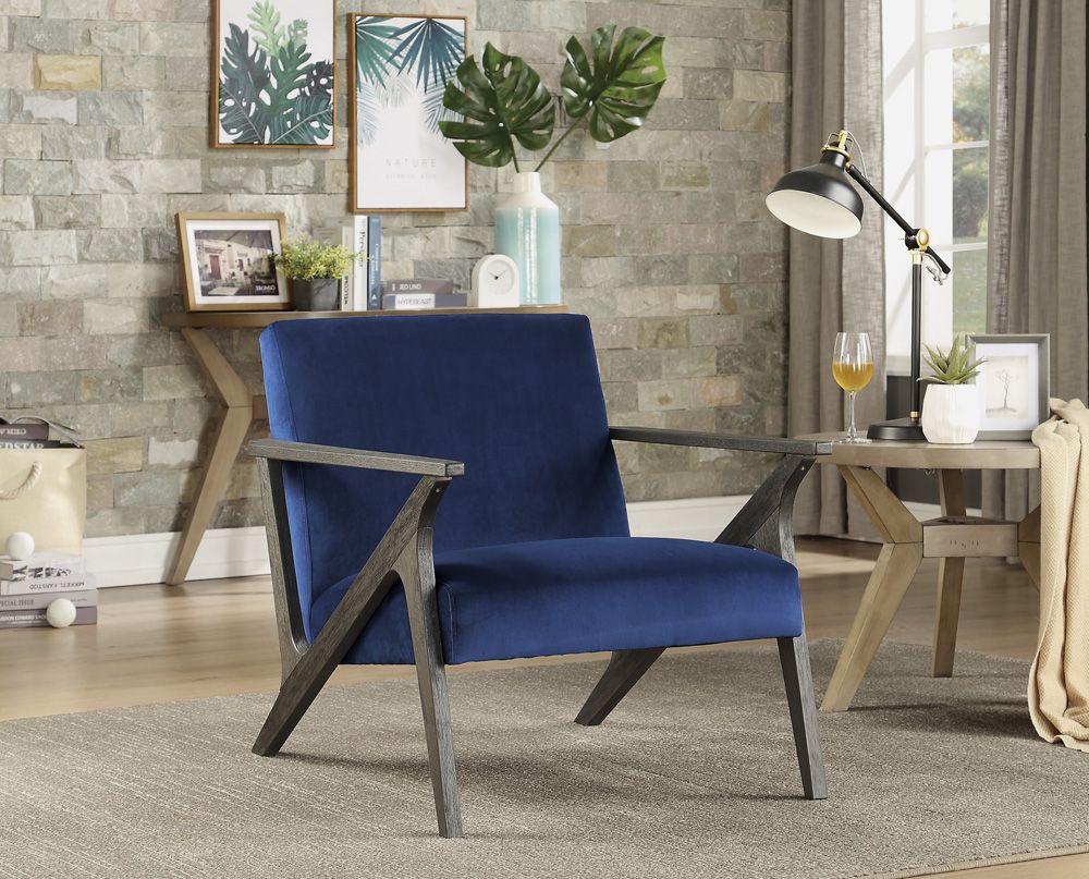 Bonjour Navy Blue Velvet Accent Chair