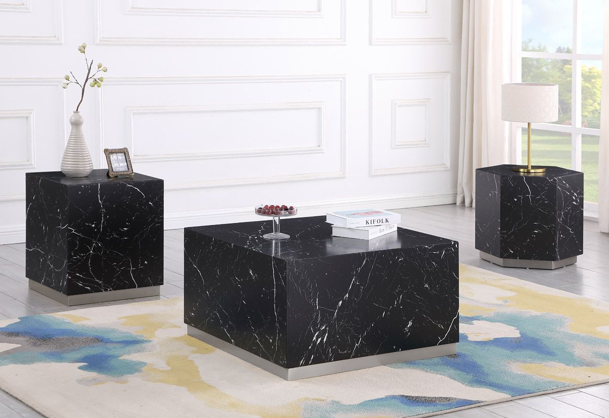 Boston Black Faux Marble Coffee Table