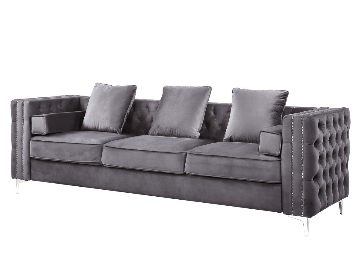 Bourlette Grey Velvet Oversize Sofa