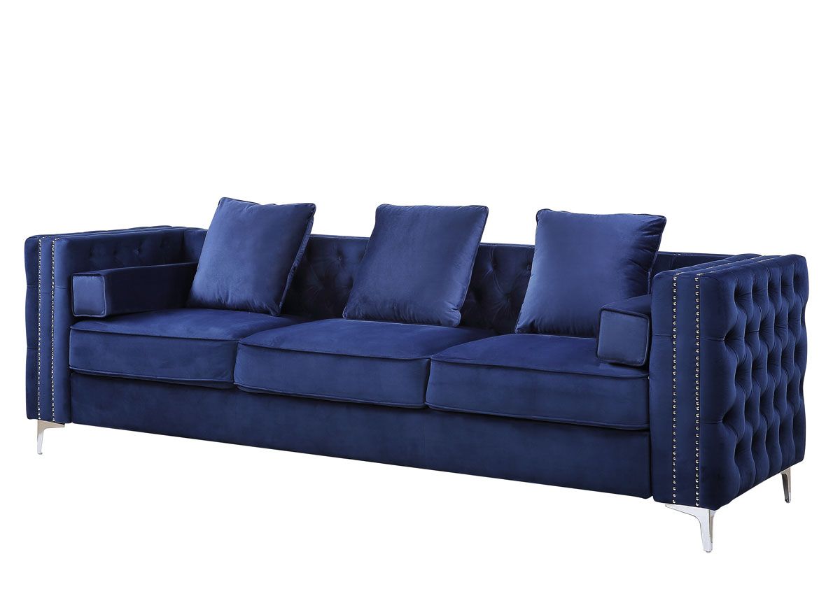 Bourlette Navy Velvet Oversize Sofa