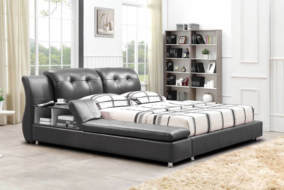 Bovina Grey Platform Bed With Display