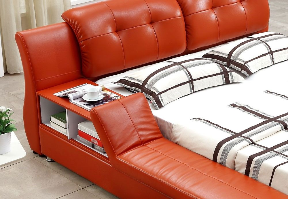 Bovina Red Leather Bed