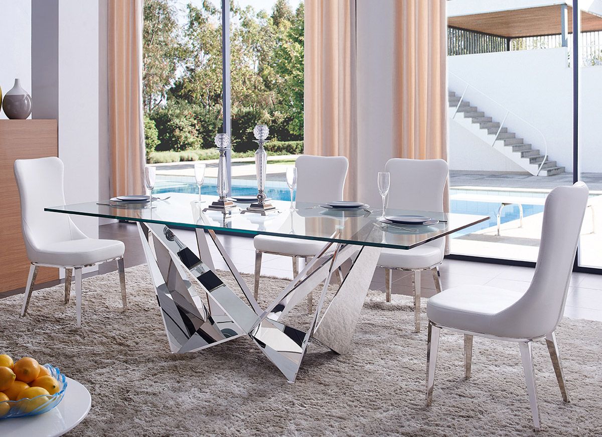 Bradley Modern Glass Top Dining Table