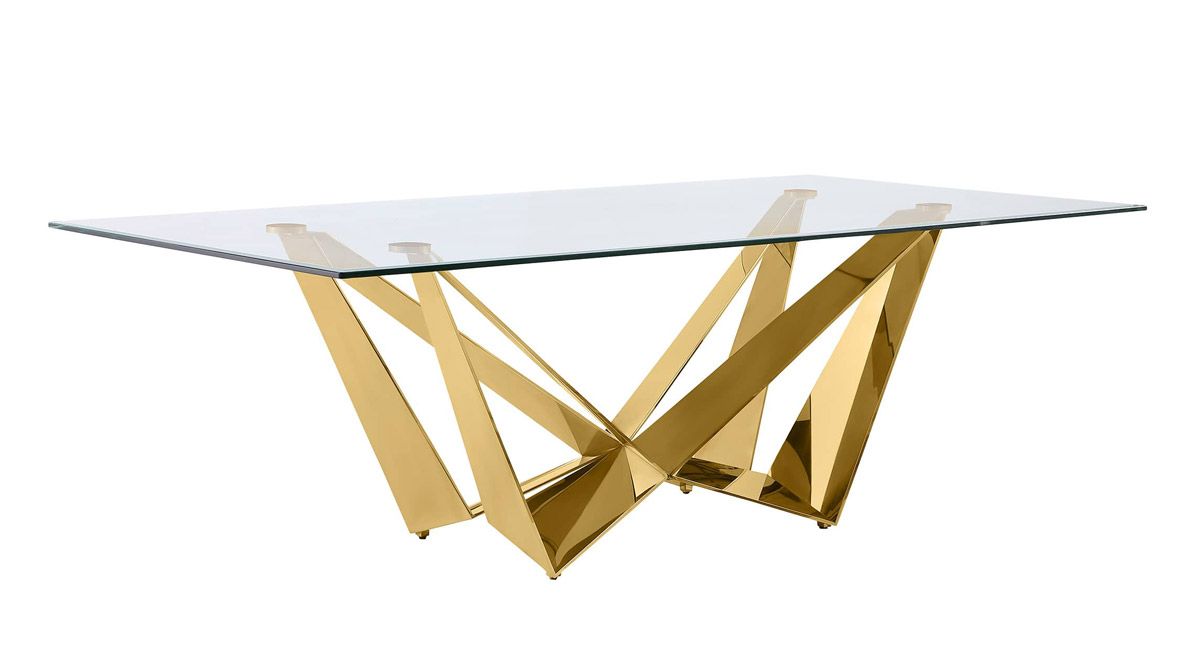 Bradley Gold Finish Large Dining Table
