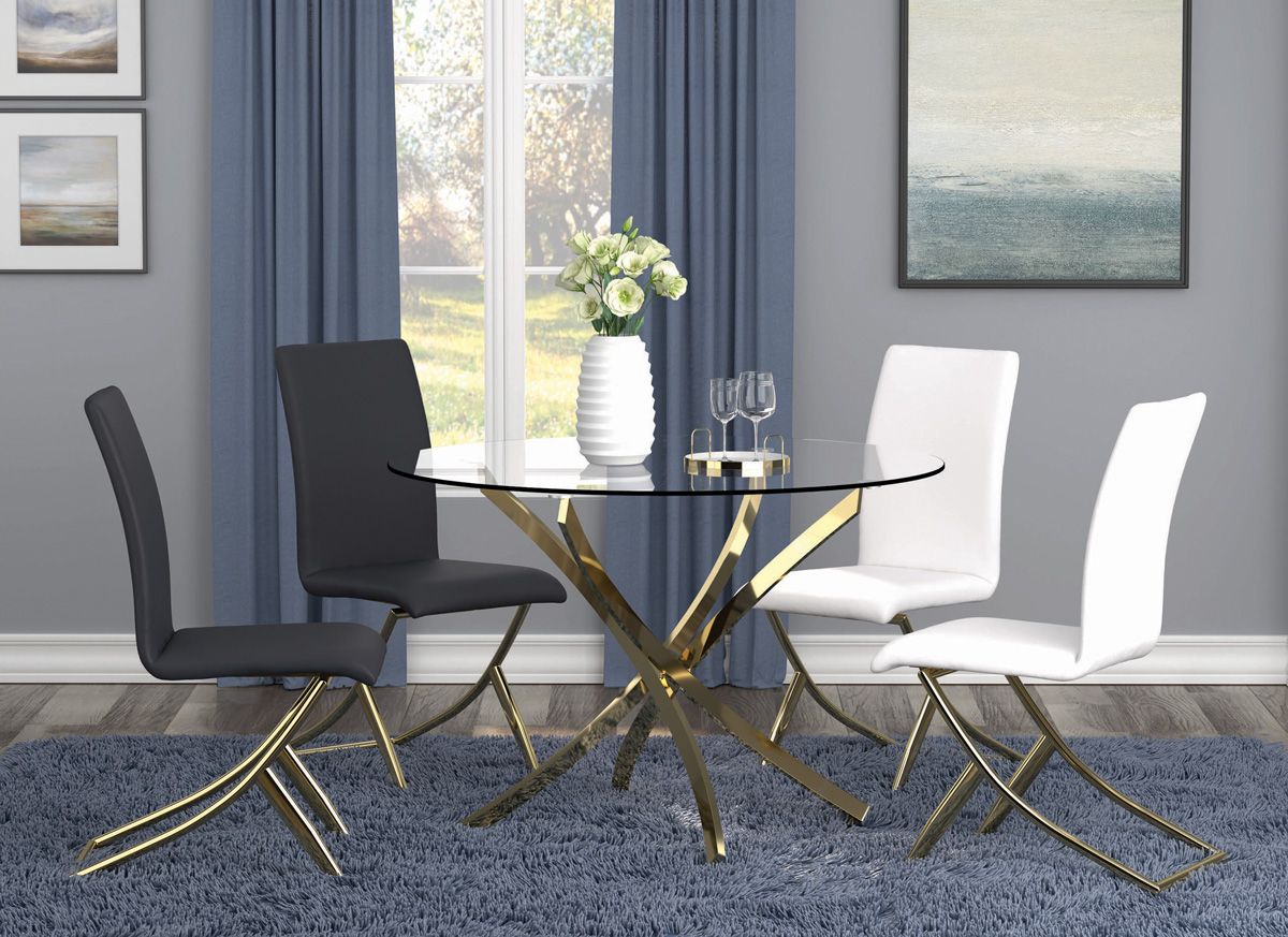 Brady Gold Finish Dining Table Set