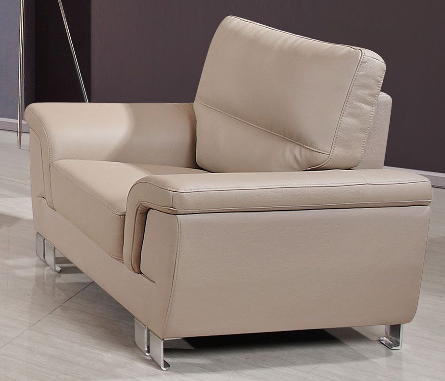 Braka Beige Leather Modern Chair