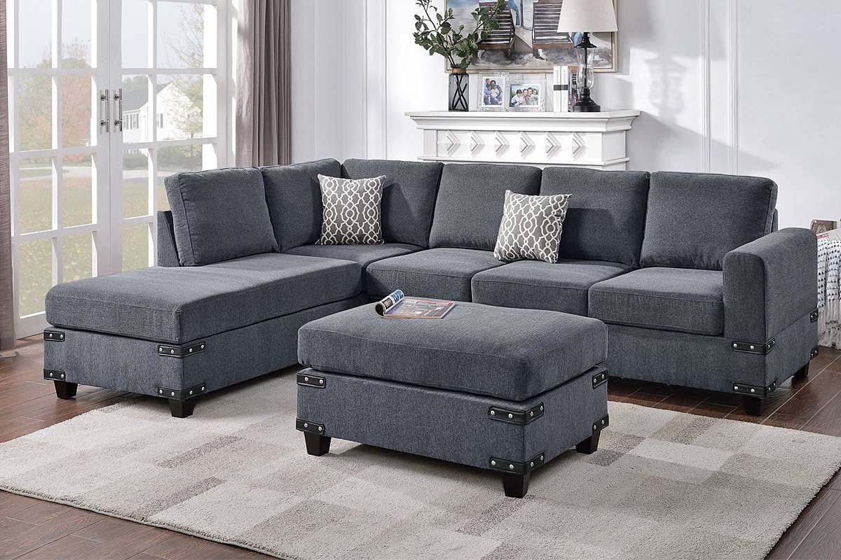 Brando Grey Chenille Sectional Set