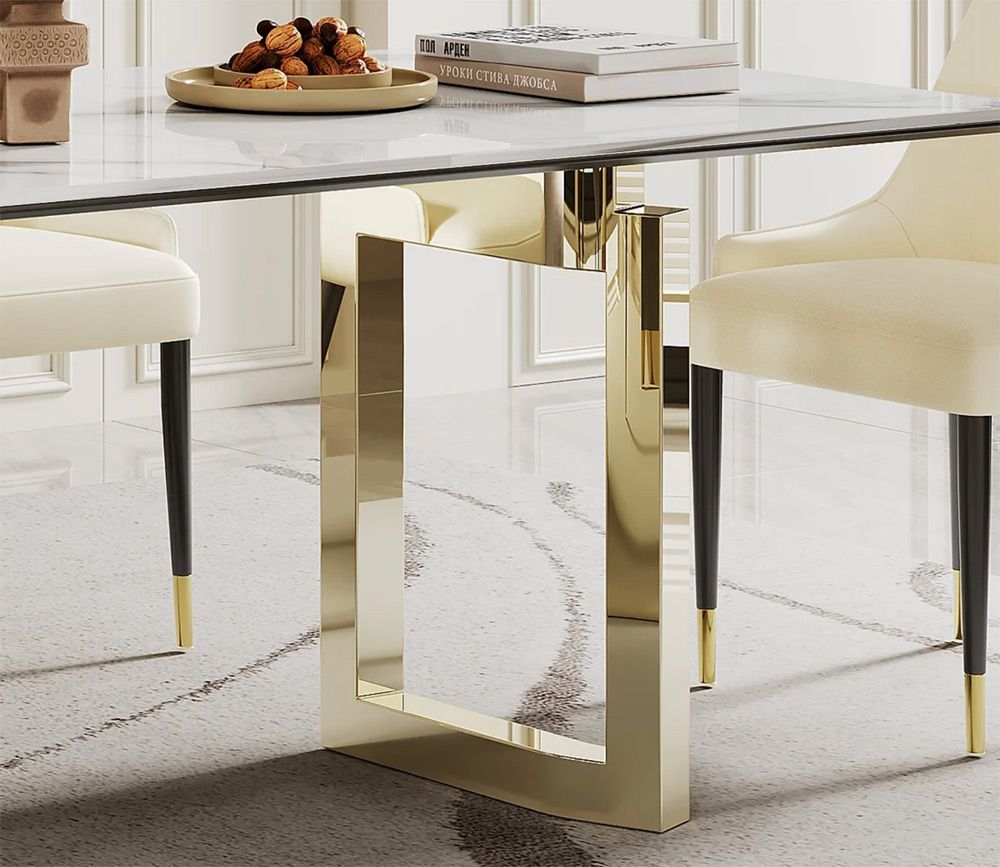 Brayden Dining Table Gold Pedestal Base