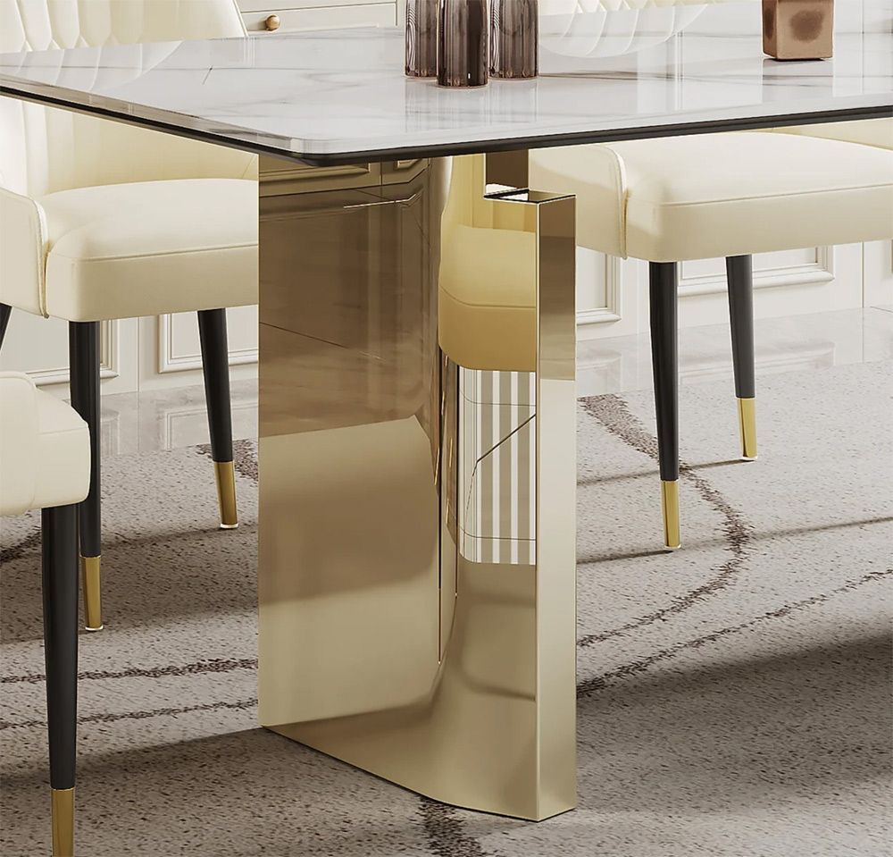 Brayden Dining Table Gold Pedestal Base