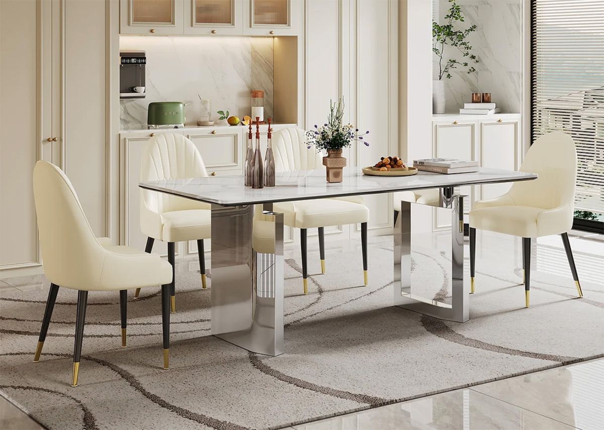 Brayden Modern Faux Marble Dining Table Set