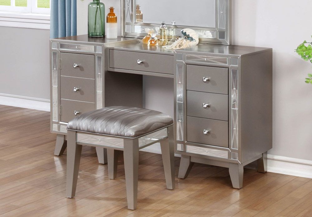 Brazia Mirrored Vanity and Stool