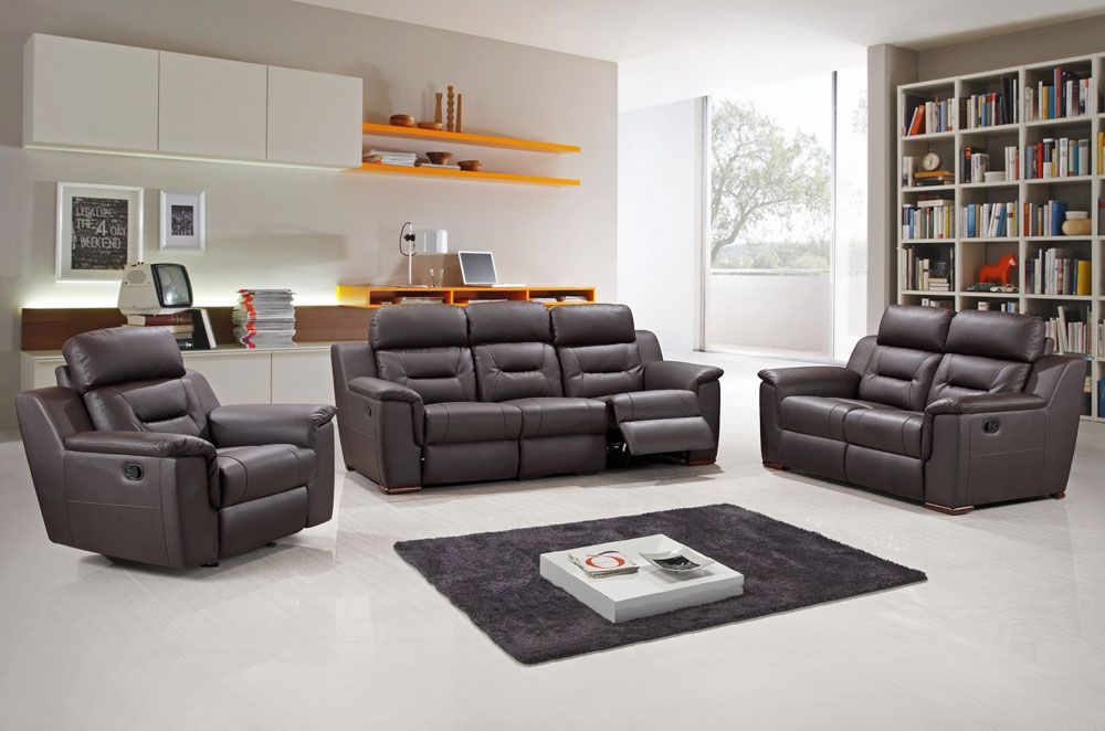 Becky Modern Leather Recliner Sofa Set