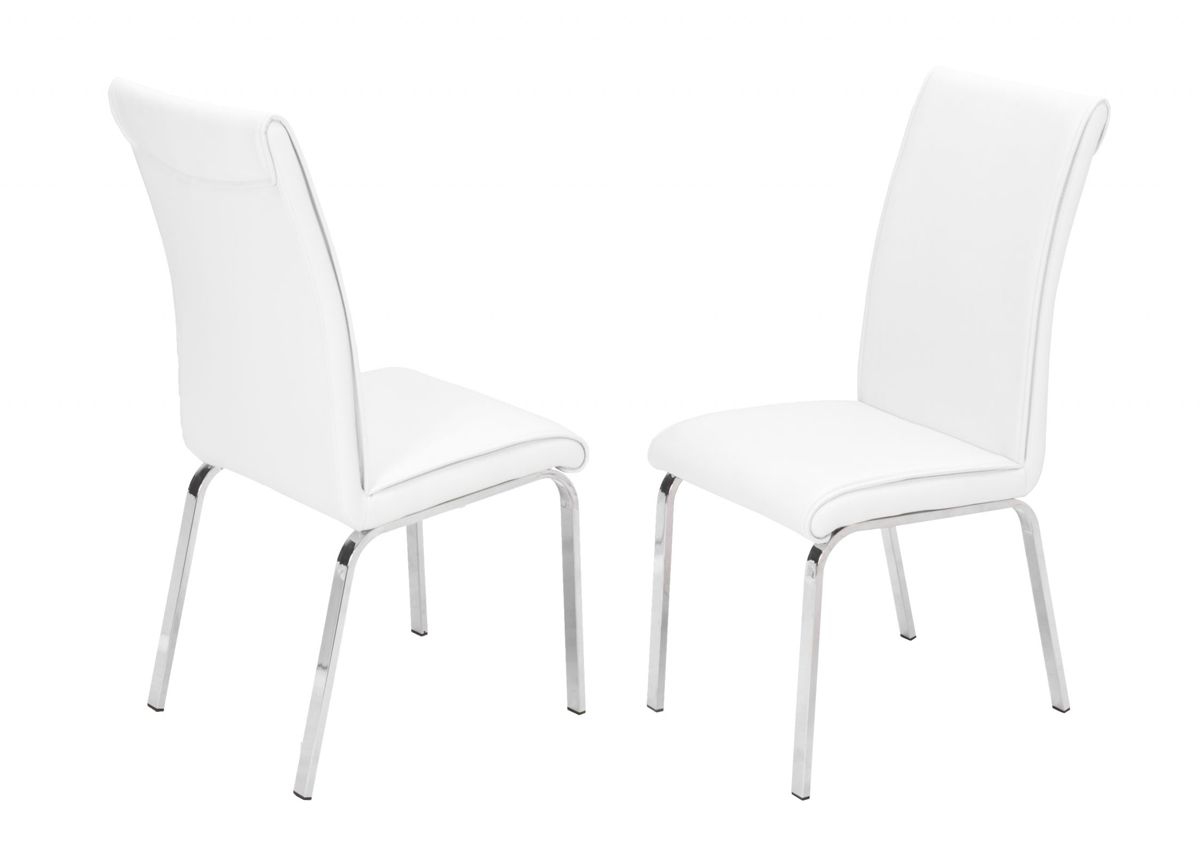 Bresso White Leather Dining Chairs