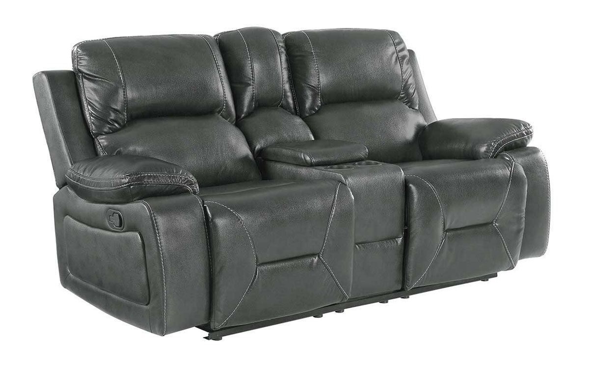 Brett Gray Leather Recliner Love Seat