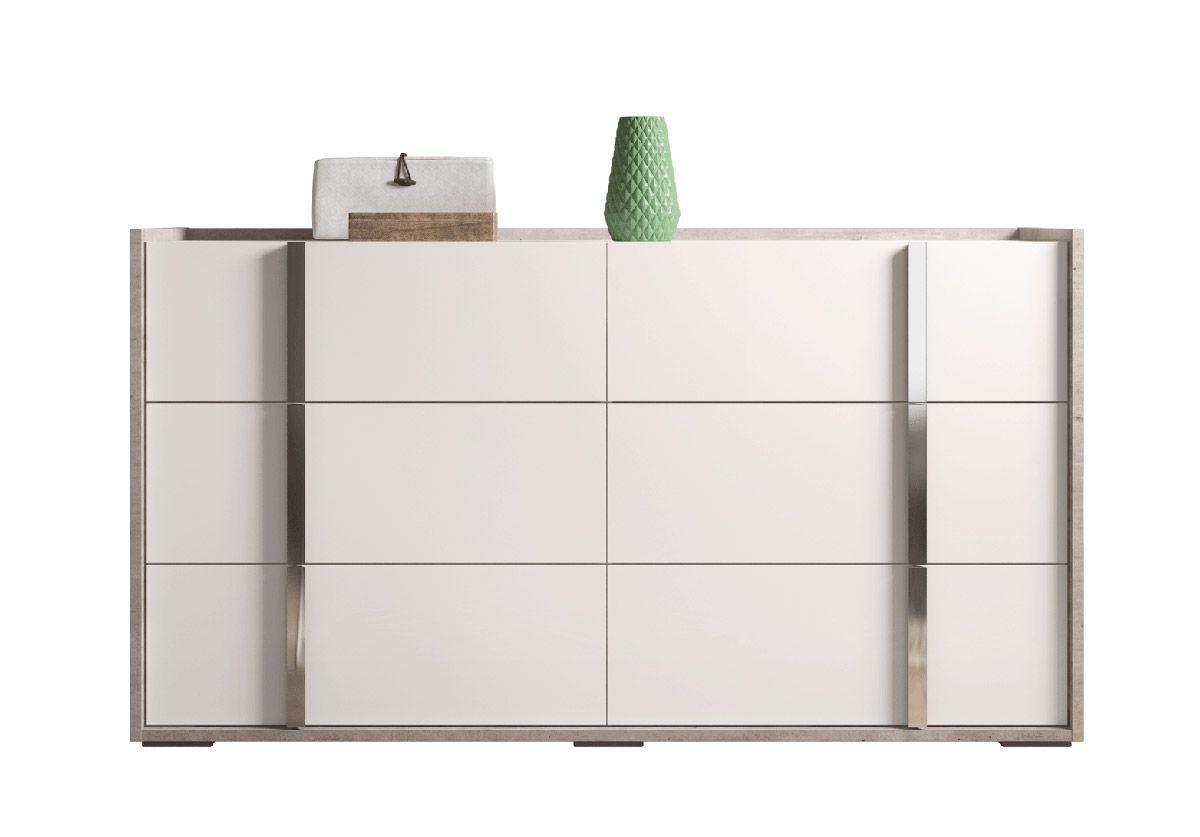 Briana Faux Concrete and White Dresser