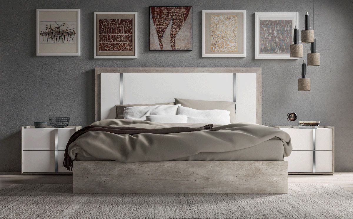 Briana Modern Platform Bed Faux Concrete