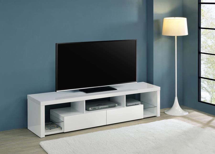 Bridget White Lacquer Modern TV Stand