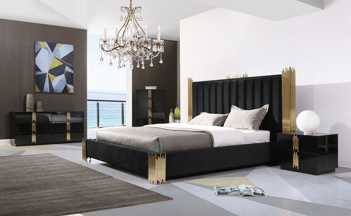 Brigham Black and Gold Bedroom Furniture