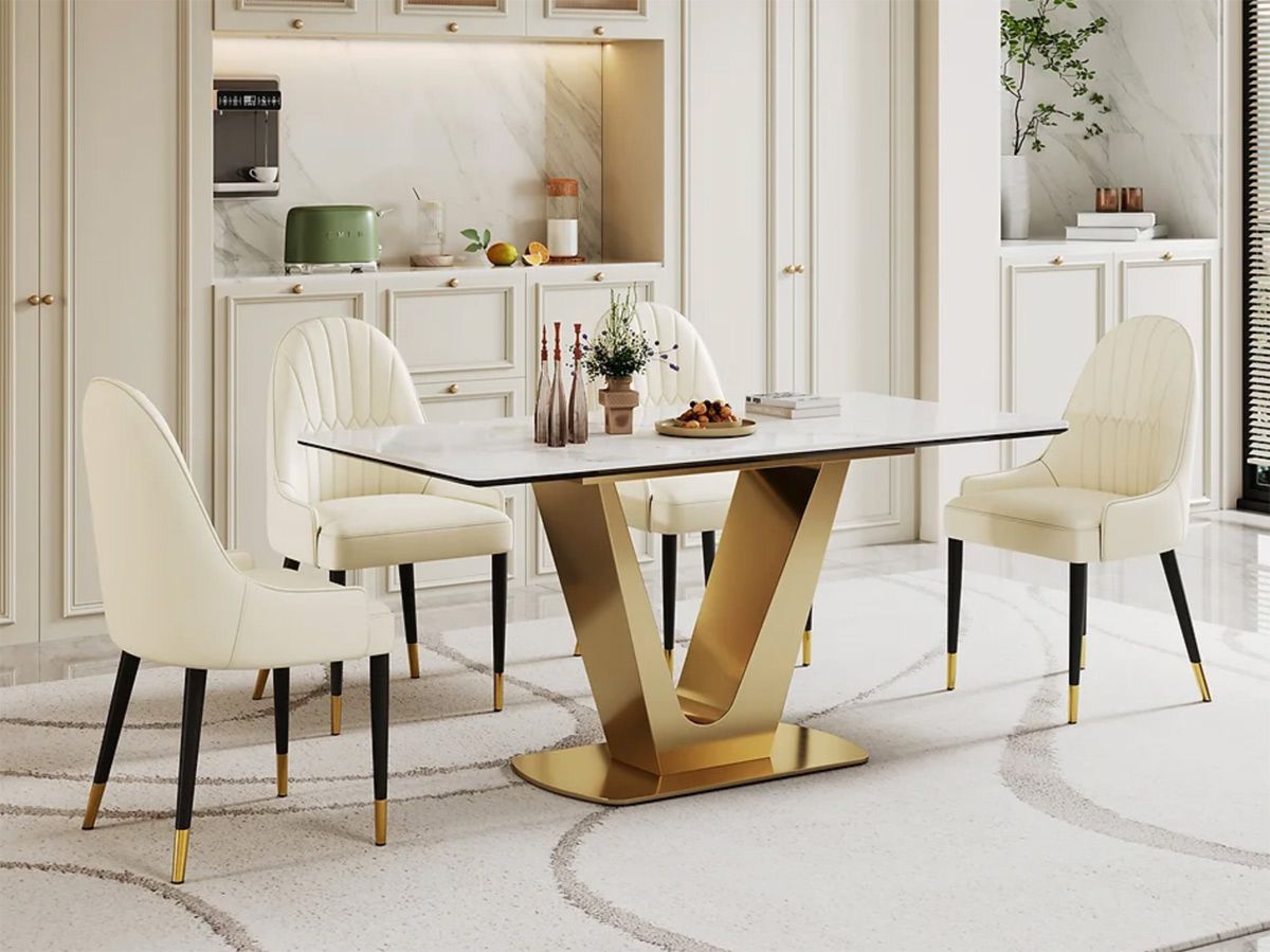 Britney Marble Top Dining Table Set