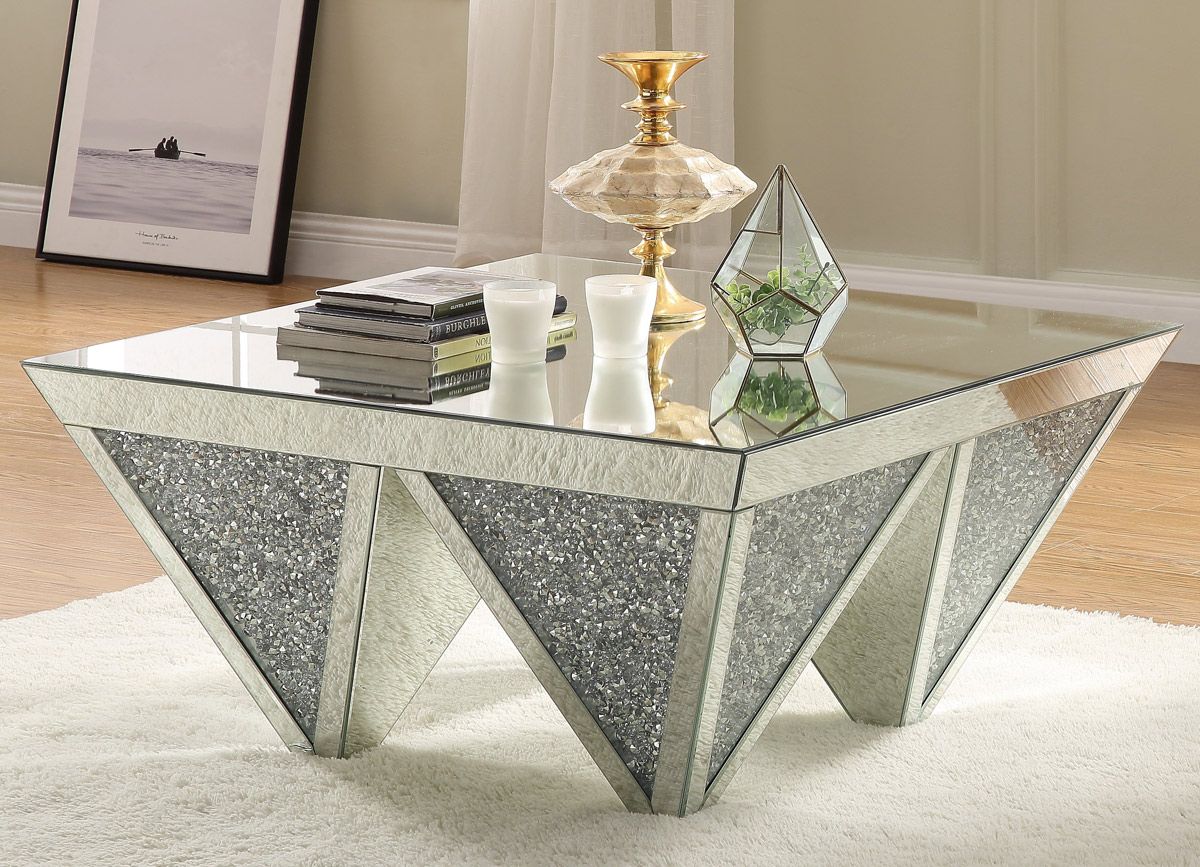 Bronx Mirrored Coffee Table With Crystals
