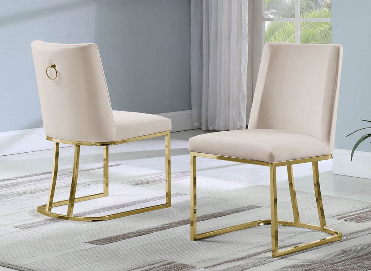 Brooke Beige Dining Chair Gold Frame