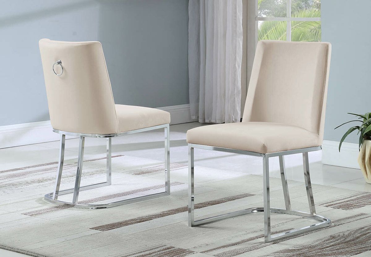 Brooke Beige Velvet Dining Chair